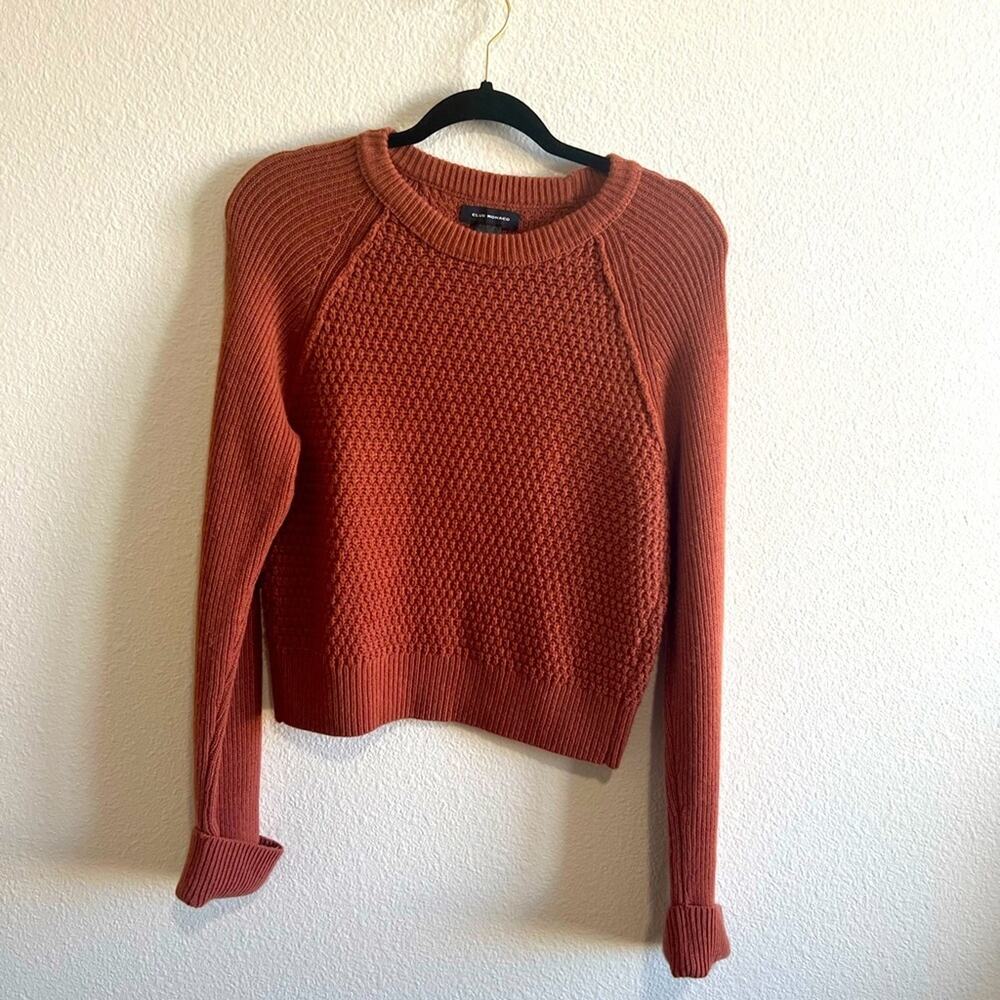 Club Monaco Mixed Stitch Shrunken Crew Sweater M